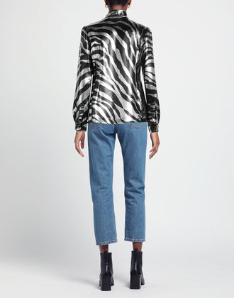 RRP €1280 DOLCE & GABBANA Shirt Blouse IT40 US4 UK8 XS Silk Blend Lame Zebra