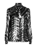 RRP €1280 DOLCE & GABBANA Shirt Blouse IT40 US4 UK8 XS Silk Blend Lame Zebra gallery photo number 3