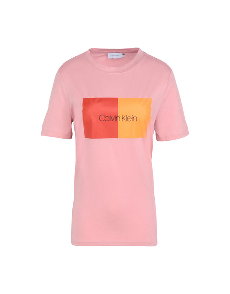 CALVIN KLEIN T-Shirt Top Size S Duo Logo Print Short Sleeve Crew Neck  –POPPRI Online Fashion Auctions