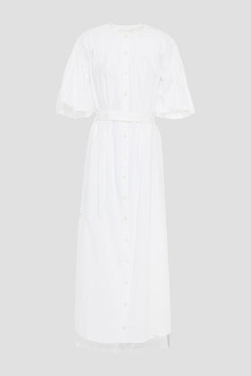 RRP€1515 CHLOE Shirt Maxi Dress FR34 US2 UK6 XS Shirred Trim Belted Short Sleeve gallery photo number 3