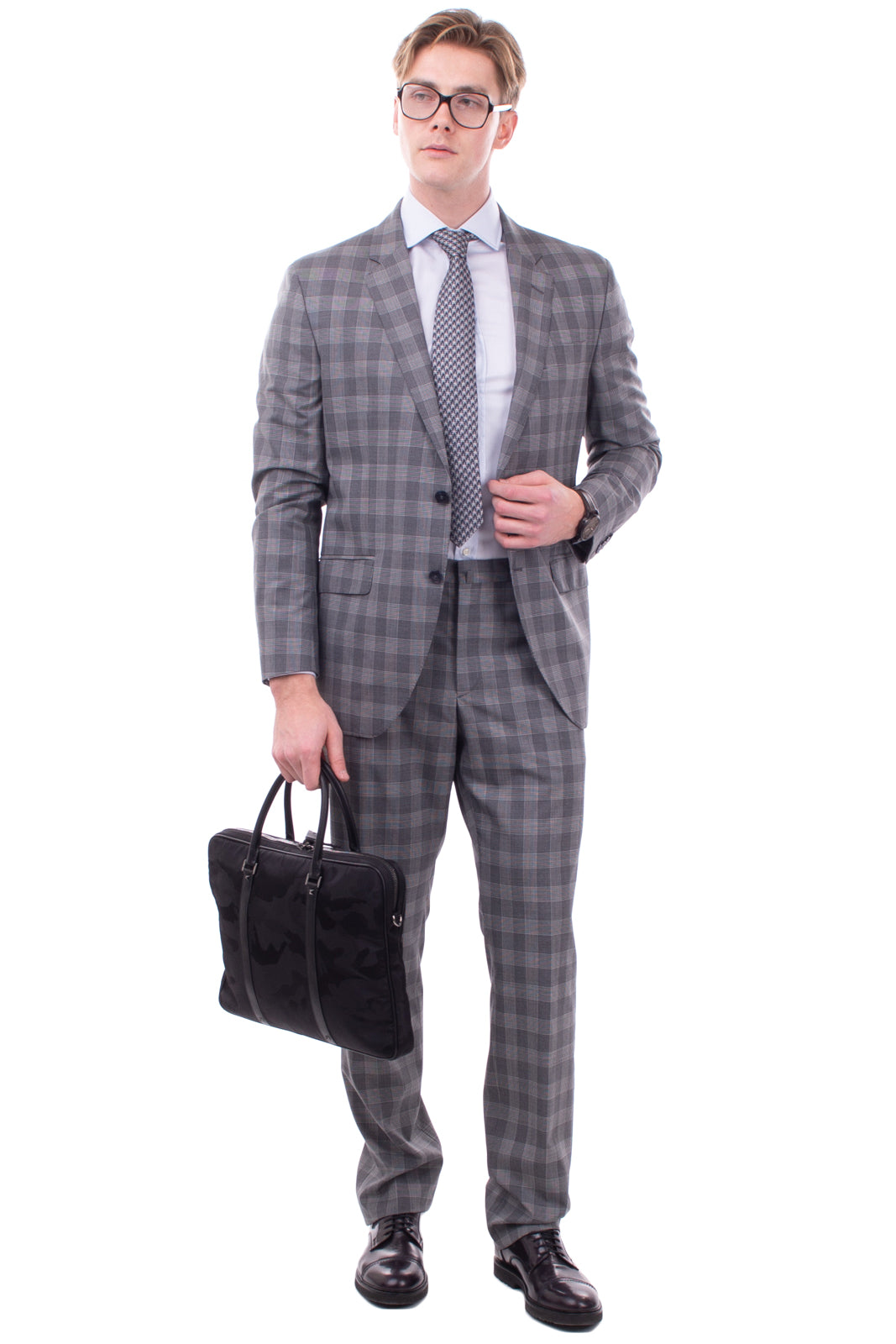 RRP €995 HACKETT Wool Suit Size 40L / 34L / M Check Single Breasted Notch Lapel gallery main photo