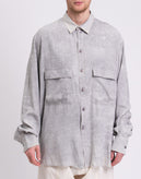 RRP€600 ROCHAS Silk Button-Up Shirt IT50 US40 L Grey Tie Dye Detachable Collar gallery photo number 1