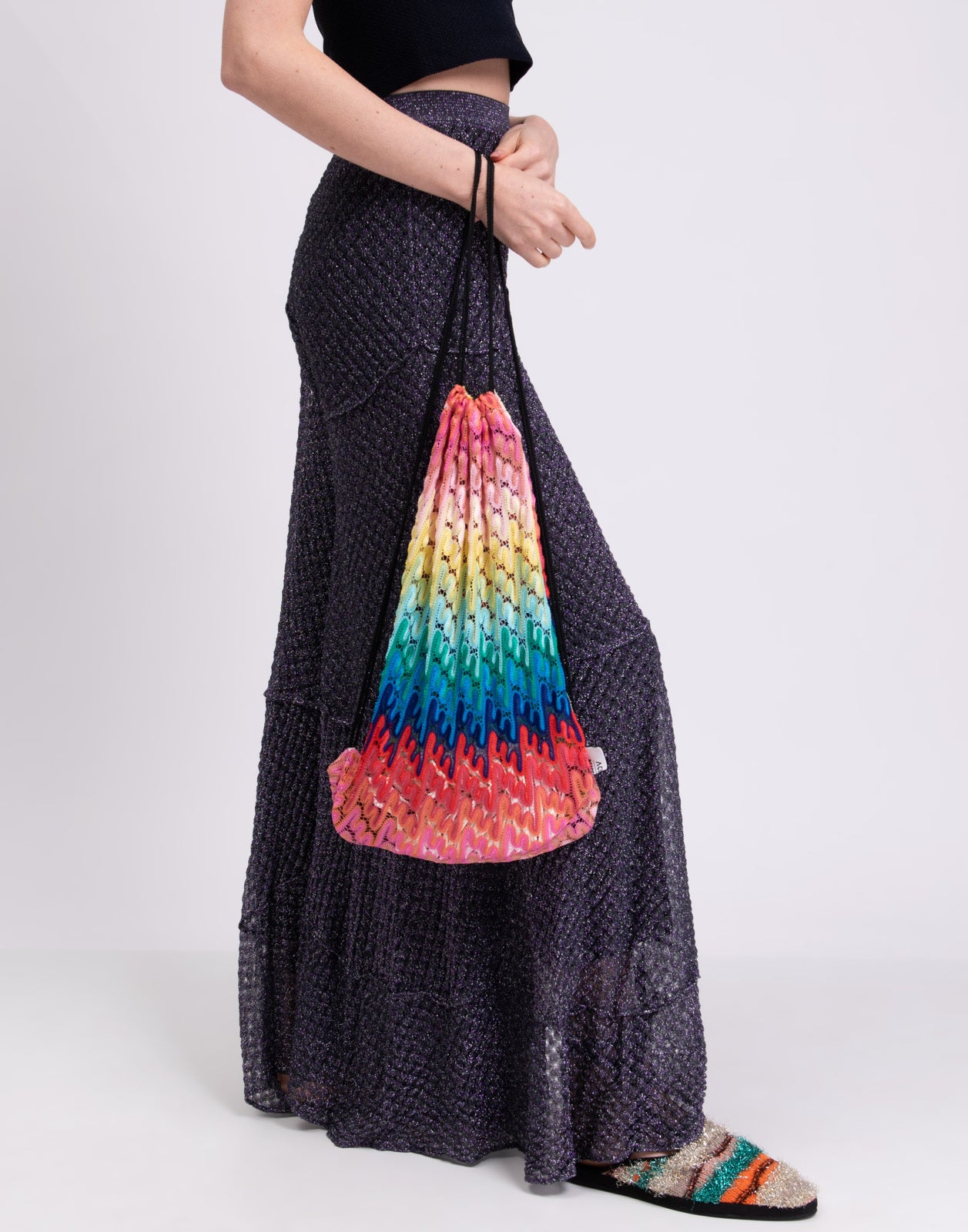 MISSONI x ACBC Drawstring Knitted Dust Bag Backpack Colourful Wave Pattern gallery main photo