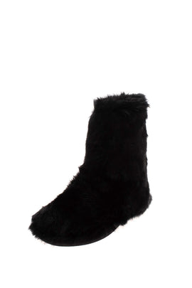 RRP €330 RUCOLINE Rabbit Fur Snow Boots Size 39 UK 6 US 9 Black Round Toe