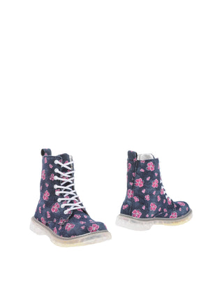 CAFENOIR Denim Combat Boots EU 38 UK 5 US 8 Floral Pattern