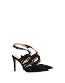 RRP€230 8 Lurex Slingback Shoes US11 EU41 UK8 Black Stiletto Heel Made in Italy gallery photo number 2