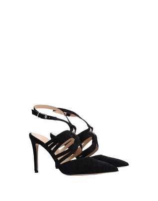RRP€230 8 Lurex Slingback Shoes US11 EU41 UK8 Black Stiletto Heel Made in Italy