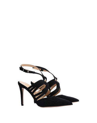 RRP€230 8 Lurex Slingback Shoes US11 EU41 UK8 Black Stiletto Heel Made in Italy gallery photo number 2