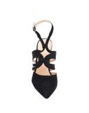 RRP€230 8 Lurex Slingback Shoes US11 EU41 UK8 Black Stiletto Heel Made in Italy gallery photo number 5