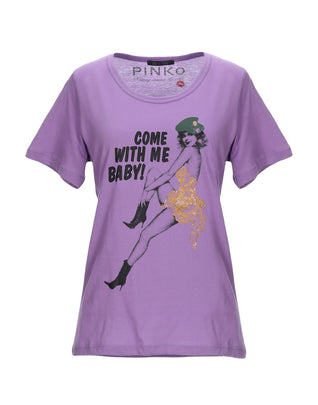 RRP €105 PINKO T-Shirt Top Size L Rhinestones 'COME WITH ME BABY' Print