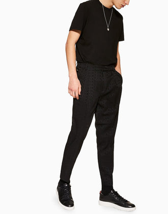 TOPMAN Pleated Trousers W30 Word Pattern Slim Fit gallery photo number 1