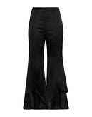 RRP €530 ALEXIS Satin Trousers Size S High Waist Flare Ruffle Asymmetric Cuffs gallery photo number 2