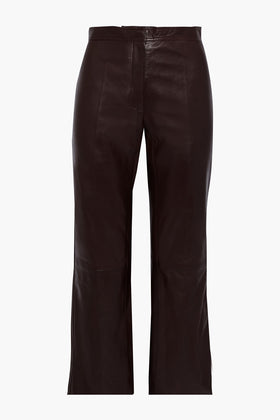 RRP€475 SANDRO Boreales Leather Trousers FR38 US6 UK10 M Brown Lined Cropped gallery photo number 3