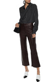 RRP€475 SANDRO Boreales Leather Trousers FR38 US6 UK10 M Brown Lined Cropped gallery photo number 1