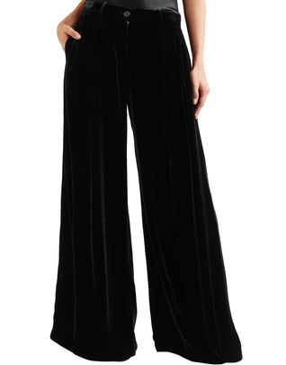 RRP €760 NILI LOTAN Inez Velour Pleated Trousers Size US 8 / M Silk Blend Wide