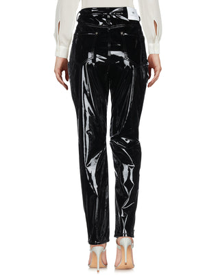 RRP€275 CHIARA FERRAGNI Latex Trousers Size M Black Logo Patch High Waist