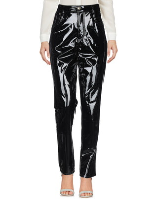 RRP€275 CHIARA FERRAGNI Latex Trousers Size M Black Logo Patch High Waist