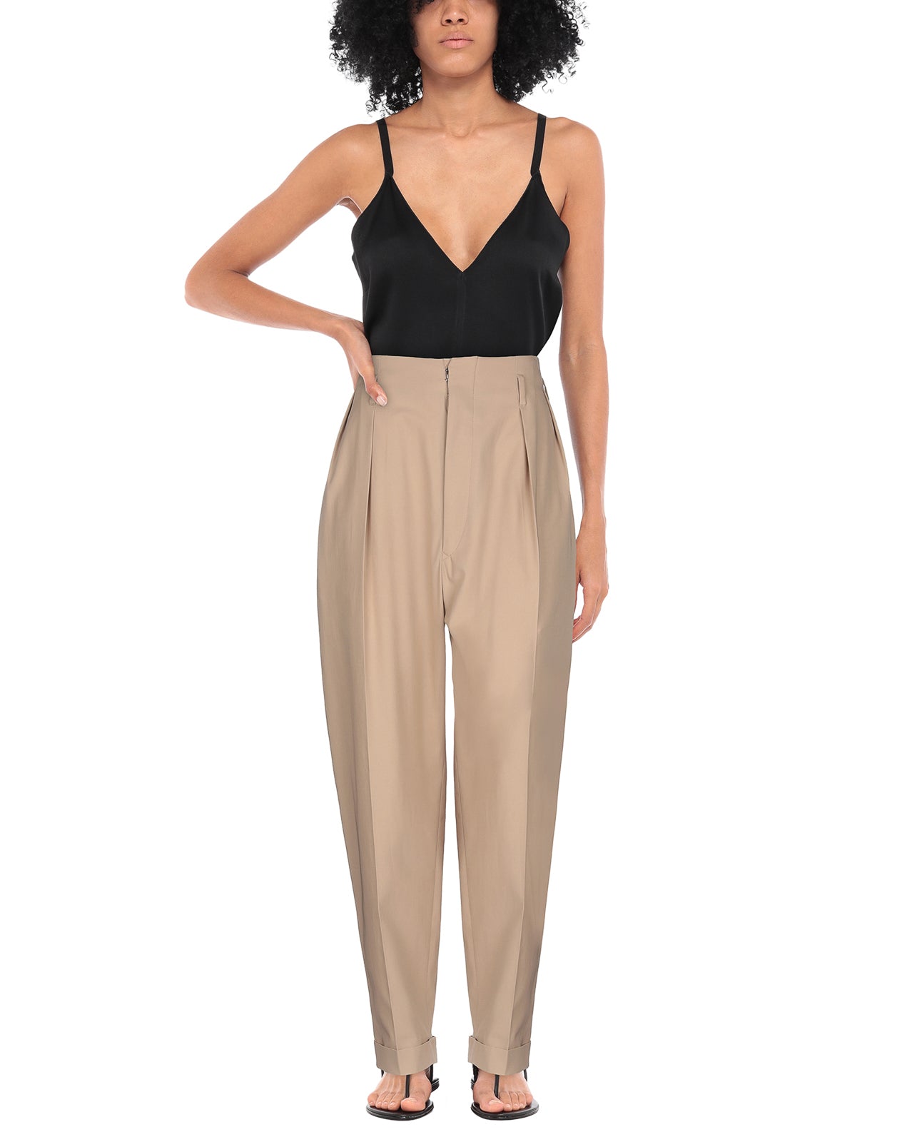 RRP€788 MAISON MARGIELA Pleated Trousers IT38 US2 UK6 XS Beige Turn-Up Cuffs gallery main photo