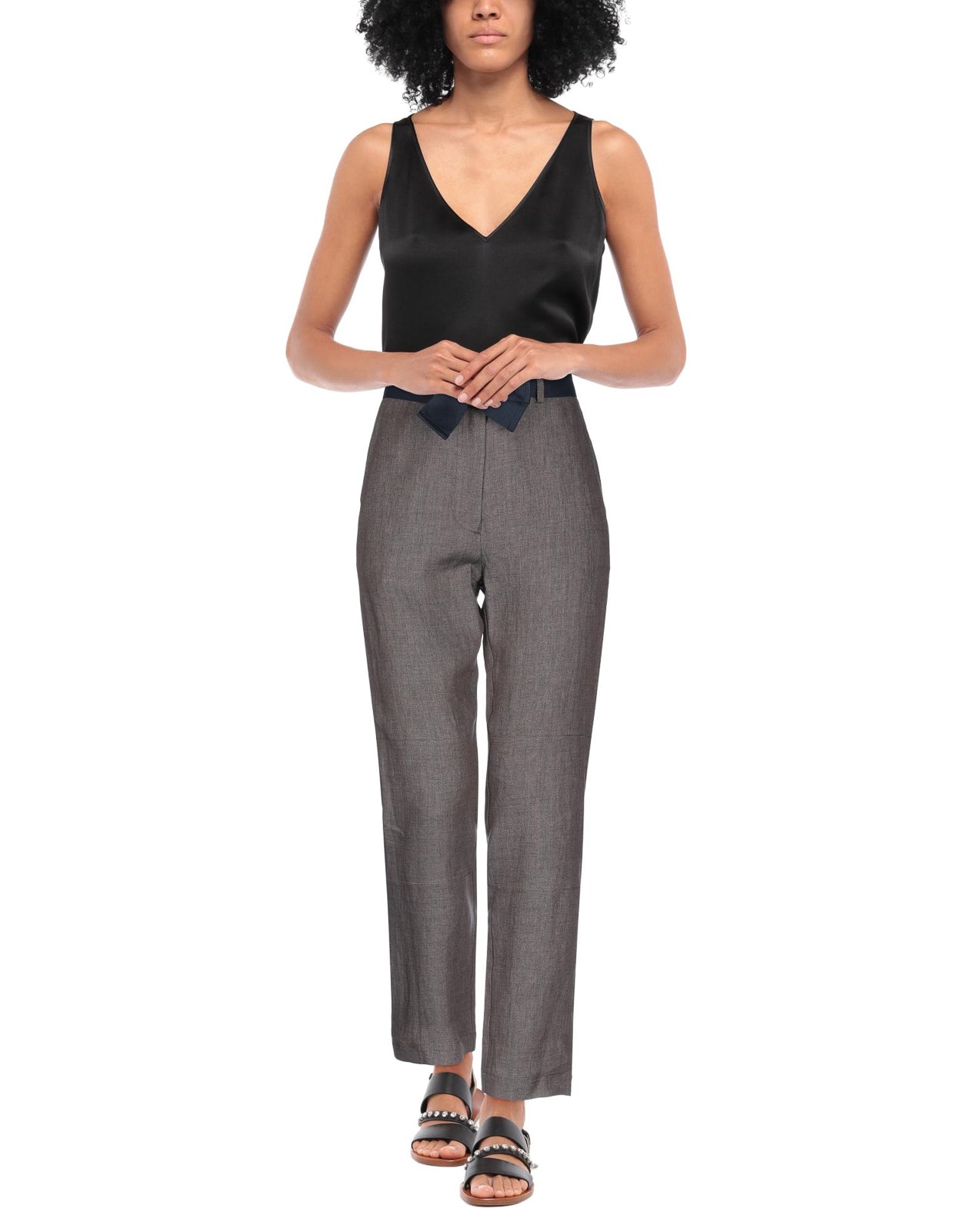 RRP €780 ELEVENTY Linen Cropped Trousers EU40 US2 UK8 S Elastic Waist Belted gallery main photo