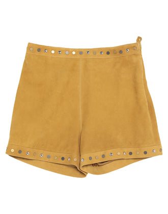 RRP €243 JUST CAVALLI Suede Leather Shorts IT38 US2 UK6 XS Fully Lined Studded gallery photo number 3