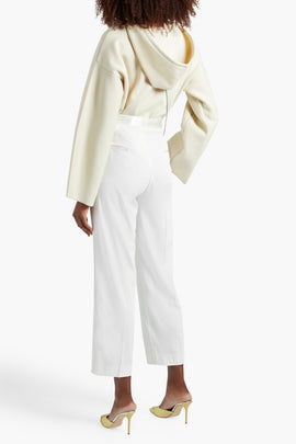 RRP €210 SANDRO Trousers US8 FR40 L Wool Blend Contrast Linen Blend Waist
