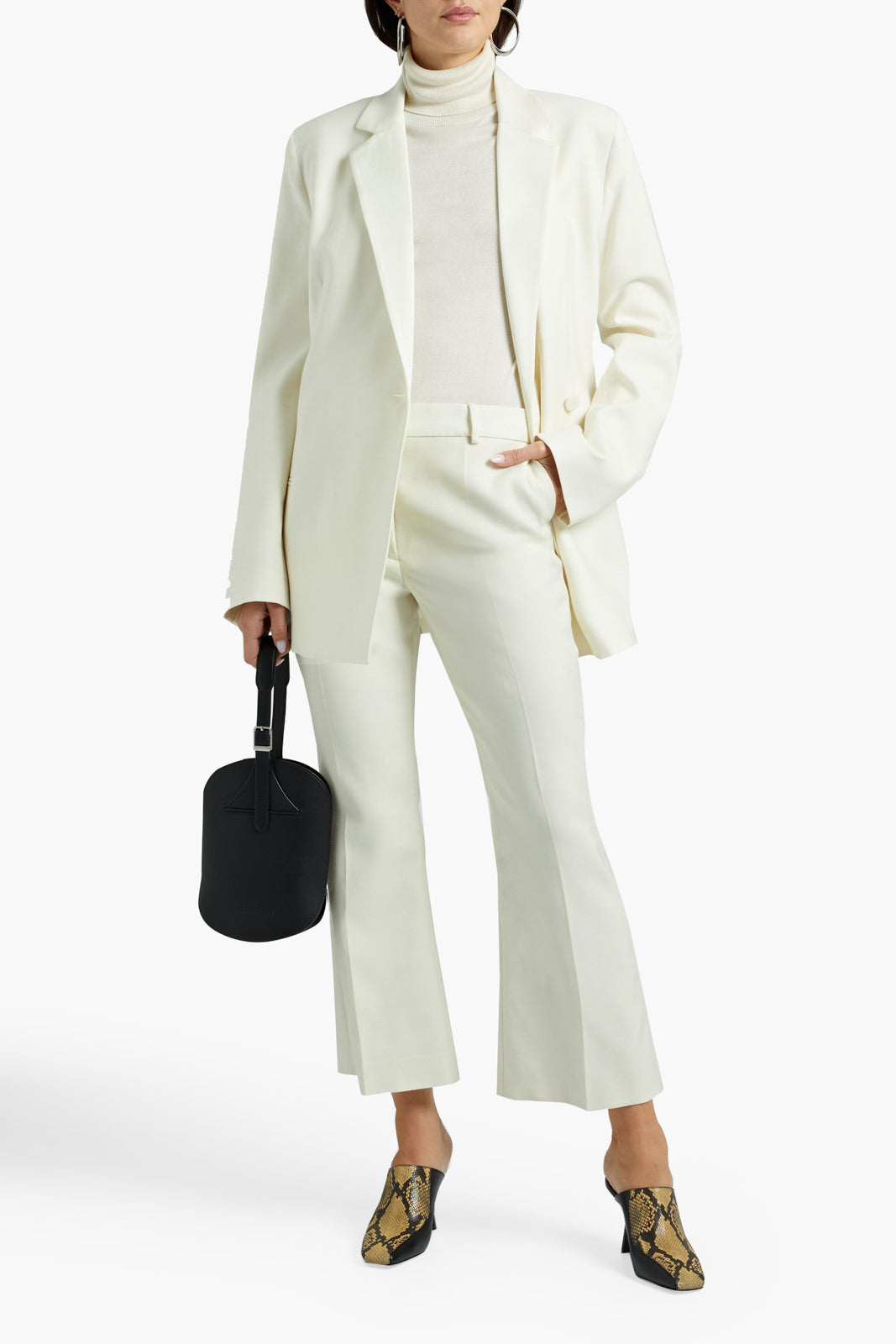RRP€564 JOSEPH Crepe Flared Trousers FR36 US4 UK8 S Silk & Wool Blend Cropped gallery main photo