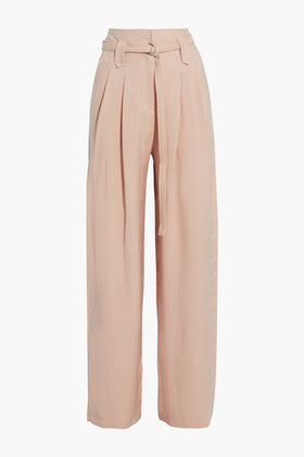 RRP€366 IRO Wide-Leg Trousers FR40 US8 UK12 L Silk & Linen Blend Pink Belted gallery photo number 3