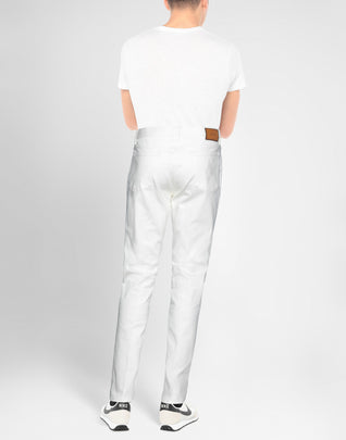 RRP €231 Z ZEGNA Jeans W31 White Logo Embroidered Straight Leg