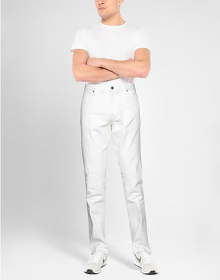 RRP €231 Z ZEGNA Jeans W31 White Logo Embroidered Straight Leg