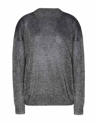 RRP €110 8 Jumper Size L Metallic Effect Thin Knit Crew Neck