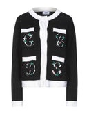 RRP €445 GCDS Cardigan Size L Wool Blend Logo Intarsia Embroidered Flowers gallery photo number 1