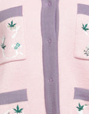 RRP €445 GCDS Cardigan Size M Wool Blend Pink Embroidered Flowers Logo Intarsia gallery photo number 5