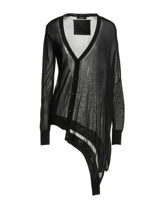 RRP €135 DIESEL Cardigan Size S Black Asymmetric Thin Knit Long Sleeve Y-Neck gallery photo number 1