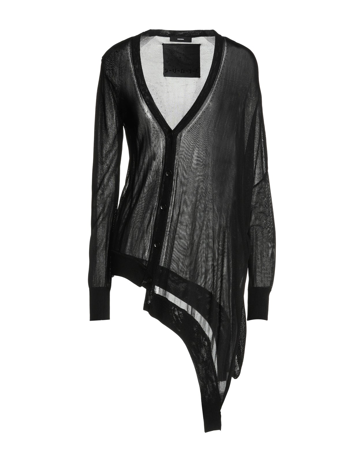 RRP €135 DIESEL Cardigan Size S Black Asymmetric Thin Knit Long Sleeve Y-Neck gallery main photo