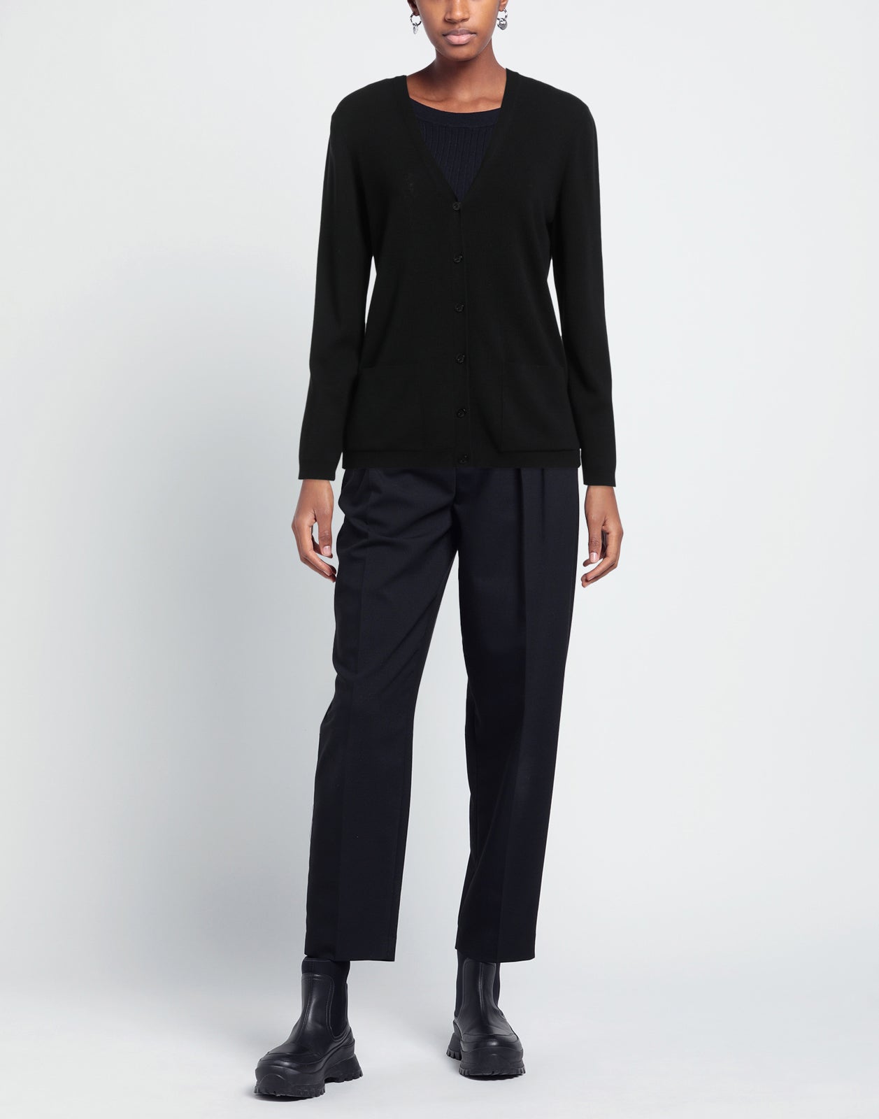 RRP €1390 VALENTINO Wool Cardigan Size XL Black Thin Knit V-Neck Made in Italy gallery main photo