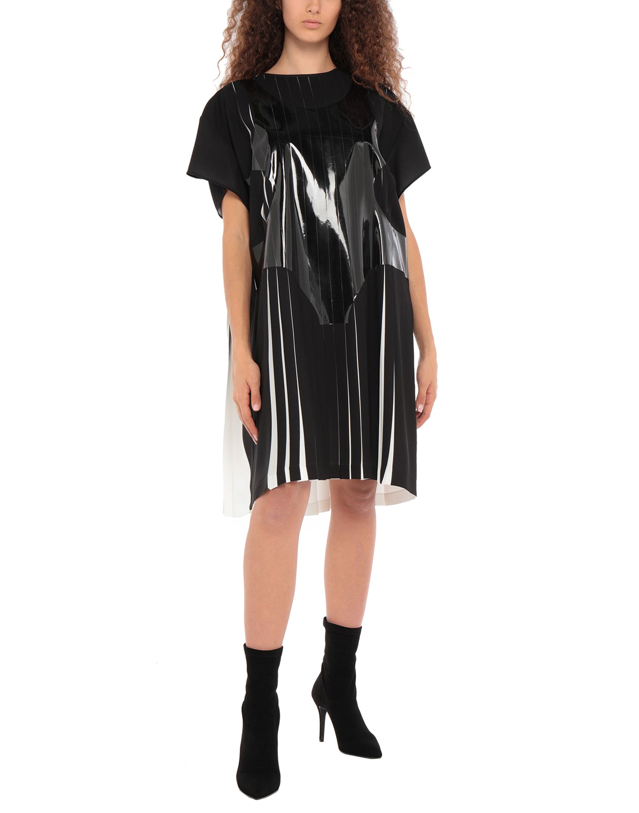 RRP€1220 MAISON MARGIELA Shift Dress Size S Coated Pleated Front Made in Italy gallery main photo