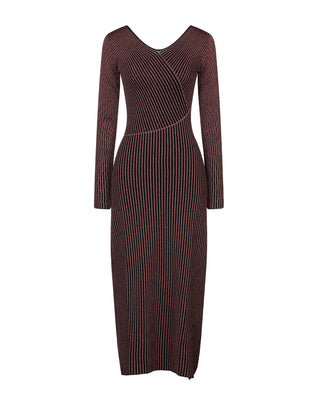 RRP€722 JUST CAVALLI Maxi Jumper Dress Size S Brown Striped Made in Italy