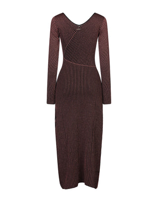 RRP€722 JUST CAVALLI Maxi Jumper Dress Size S Brown Striped Made in Italy