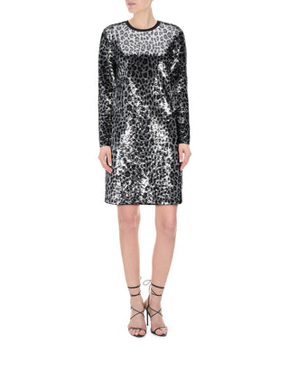 RRP€495 MICHAEL MICHAEL KORS Sequined Sheath Dress Size S Lined Leopard Print gallery photo number 1