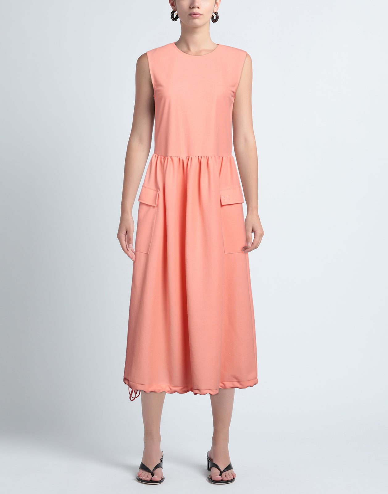 RRP €380 EMPORIO ARMANI Midi A-Line Dress US12 UK16 EU48 2XL Pink Drawstring Hem gallery main photo