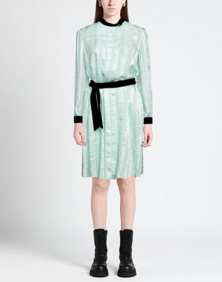 RRP €950 EMPORIO ARMANI Silk Shirt Dress EU46 US10 UK14 XL Green Velour Trim