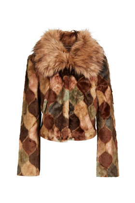 RRP€686 UNREAL FUR Faux Fur Short Jacket Size S Printed Lined Multicolour gallery photo number 5