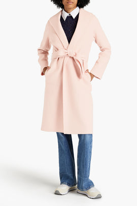 RRP €473 CLAUDIE PIERLOT Gracieux Coat FR38 US6 UK10 M Wool Blend Pink Belted