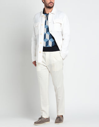 RRP €1269 ERMENEGILDO ZEGNA Linen Shirt Jacket IT56 US46 XL White Collared