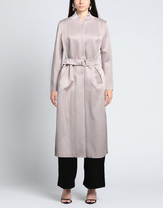 RRP €1210 HERNO Satin Midi Coat IT42 US6 UK10 S Belted Logo Made in Italy