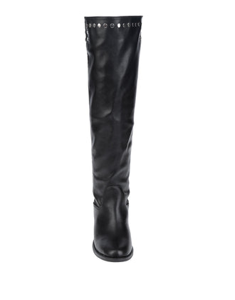 FRANCESCO MILANO Knee High Boots US8 EU38 UK5 Studded Round Toe Pull On gallery photo number 4