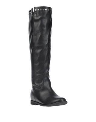 FRANCESCO MILANO Knee High Boots US8 EU38 UK5 Studded Round Toe Pull On