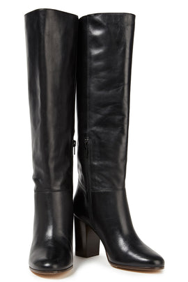 RRP€402 MAJE Leather Tall Boots US6 UK3 EU36 Black Made in Portugal
