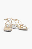 RRP€542 JIMMY CHOO Nickel Leather Slingback Sandals US6 UK3 EU36 Metallic Chain gallery photo number 1