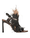 RRP€2295 BRUNELLO CUCINELLI Leather Sandals US7 UK4 EU37 Monili Beads Feathers gallery photo number 1